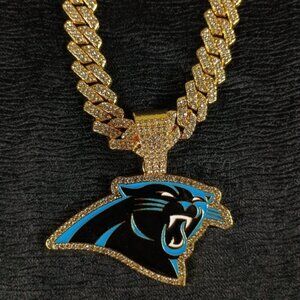 NFL Carolina Panthers 20 Inch Necklace Pendant Cuban Chain Link Football
